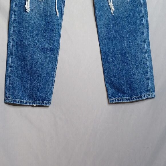 Levi's Low Pro Straight Jeans Womens 26 Blue Distressed Ripped Knee Denim Pants - Picture 7 of 16